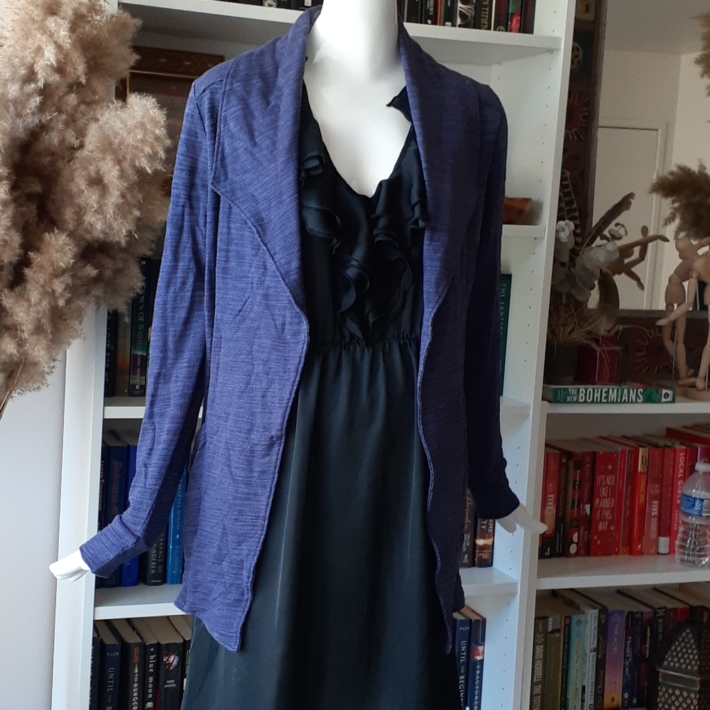 Lucy Open Front Cardigan, Blue, Size Medium